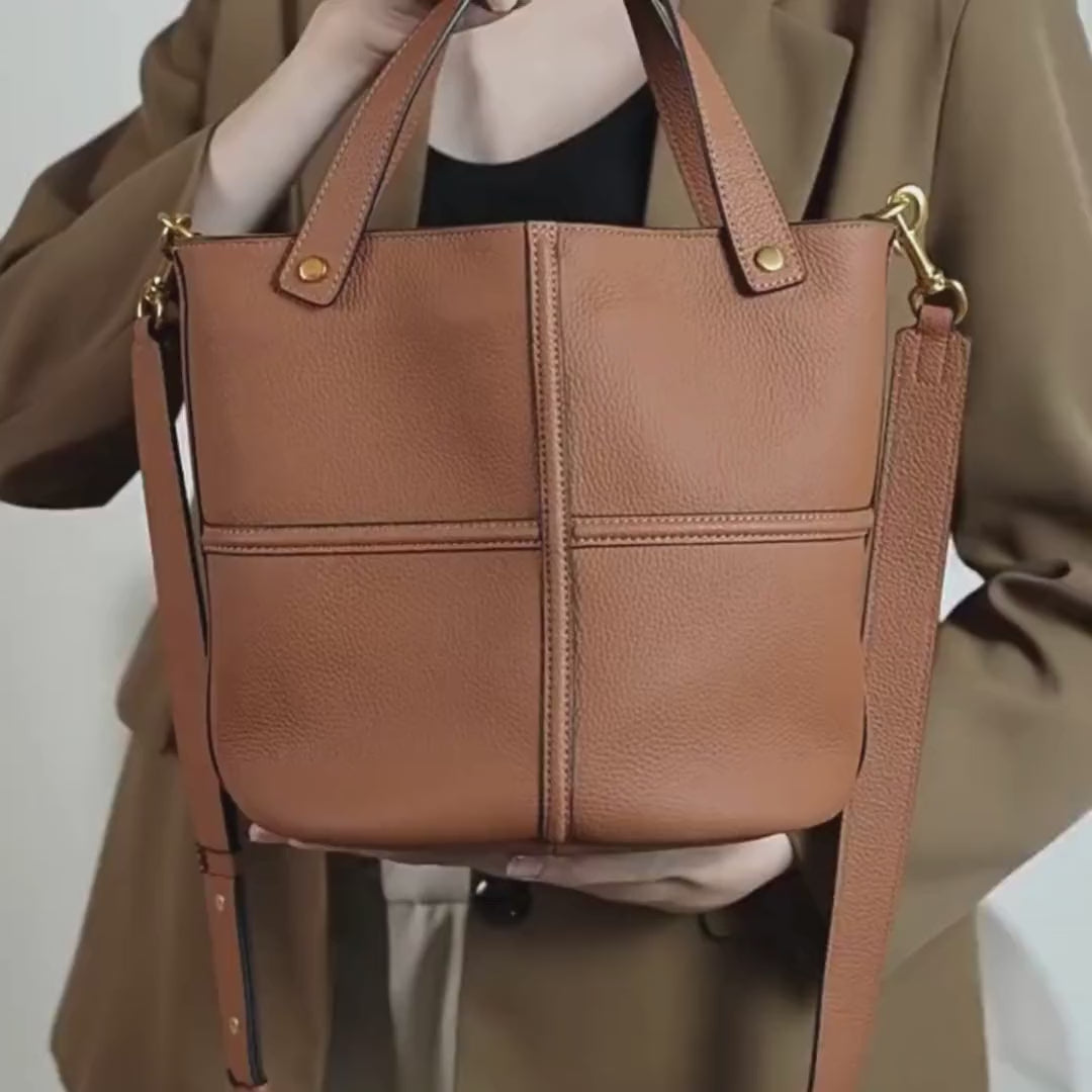 sophia leather bucket tote bag
