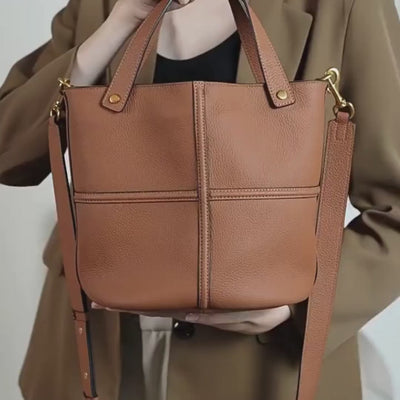 sophia leather bucket tote bag