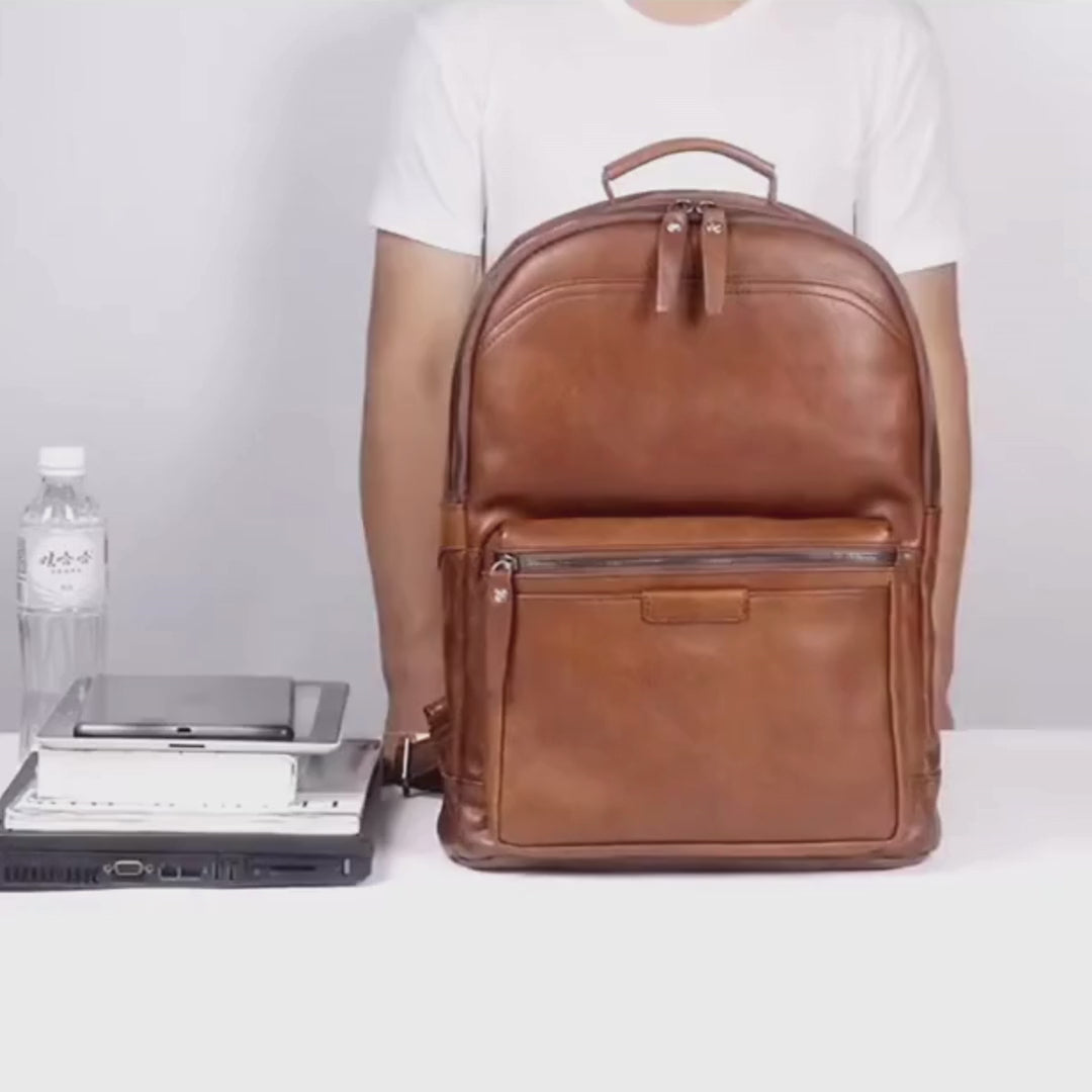 brown leather backpacks